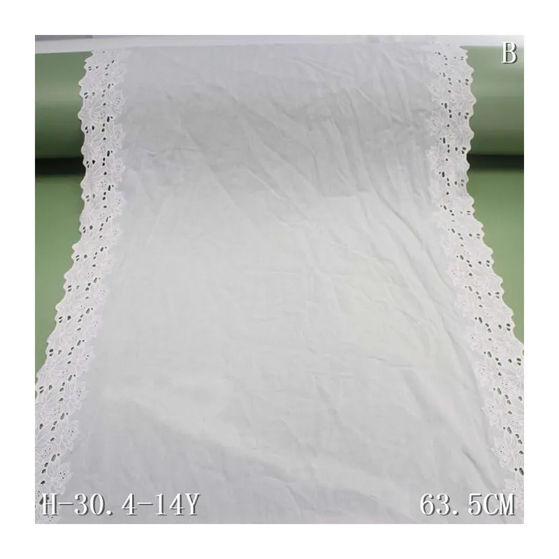 2023 nuovo Design 64cm di larghezza bianco tessuto di pizzo ricamato 100% tessuto di cotone occhiello pizzo per il vestito