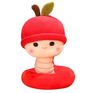 ตุ๊กตาหนอนผลไม้น่ารัก แอปเปิ้ล ส้ม หมวก แหวน หนอนตุ๊กตา 2 สี หลายขนาด ของขวัญตุ๊กตาหนอนนำโชค - Product Image 2