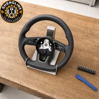 Volant de voiture en cuir personnalisé 390 mm, 3 branches, fond plat, style sport, poignée en cuir perforé, design ergonomique pour Audi