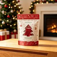 Sachet d'emballage en plastique personnalisé en gros, type pochette verticale, avec fenêtre découpée, dorure à chaud et fermeture éclair refermable, pour cadeaux de fêtes