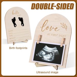 HIPIE anuncio de embarazo Marco de imagen de onda supersónica con almohadilla de tinta y bolígrafo decoración de habitación de guardería para <span class=keywords><strong>regalos</strong></span> de <span class=keywords><strong>madres</strong></span> <span class=keywords><strong>primerizas</strong></span> - Product Image 3