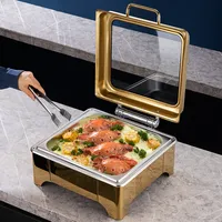 Luxus 9L Gold Edelstahl Elektro Inner Chafer Dish Food Warmer Catering Set Hochzeits buffet Server für Restaurants