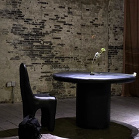 Table Ronde Moderne de Luxe Européenne en Fibre de Verre avec Plateau en Résine pour Entrée d'Hôtel, Balcon et Jardin - Vente Directe Usine