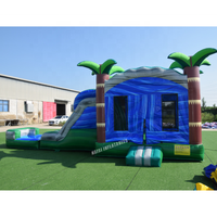 Grand trampoline gonflable en PVC robuste avec toboggan aquatique et piscine pour la location, les parcs d'attractions