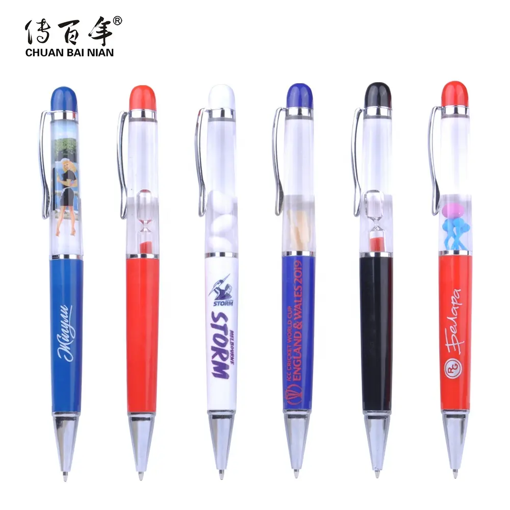 Hot Sales Promotionele Aangepaste 3D Floater Glitter Liquid Drijvende Pen