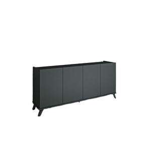 Meuble TV console 4 portes gris anthracite moderne, style classique minimaliste, avec rangement, finition laiton, pour villas et hôtels - Product Image 1