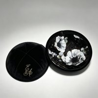 Kippa de luxe en velours noir, broderie personnalisée à la main, kippa hébraïque personnalisée, chapeau de mariage juif