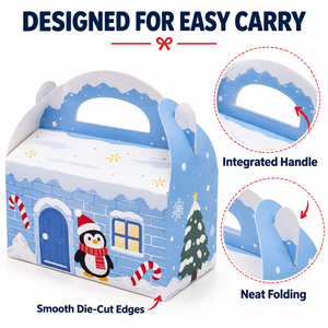 Caja de Regalo de Papel con Forma de Casa Navideña con Asa, Impresión Personalizada, Caja de Embalaje para Dulces, Galletas y Cupcakes, Caja Plegable Portátil para Regalos - Product Image 2
