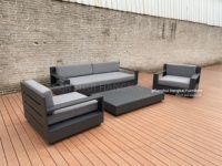 Ensemble de canapés de jardin haut de gamme en aluminium, mobilier d'extérieur en métal avec coussins, canapé de patio modulable et table basse