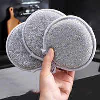 Éponge à récurer métallique ronde double face durable avec boucle de suspension pour le nettoyage des casseroles, poêles, vaisselle et éviers de cuisine