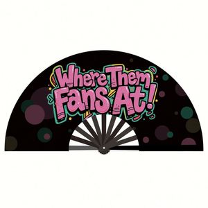 Abanico de Bambú de Poliéster Satinado de 33 cm con Logotipo Personalizado, Diseño de Amor Pintado, Arcoíris, Orgullo Gay - Product Image 1