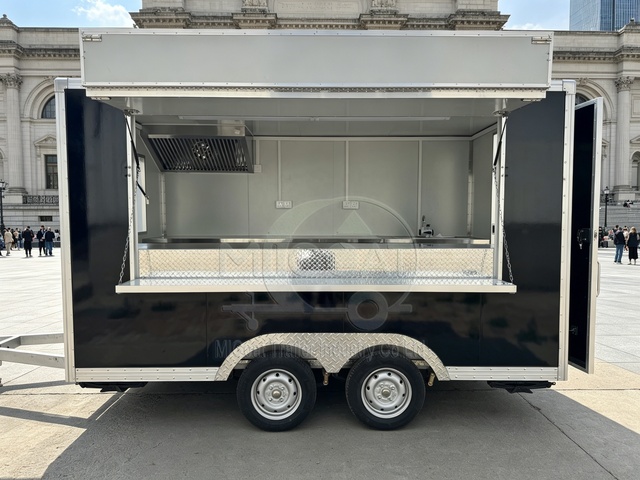 Customizable Black Double Axle Food Truck Trailer With Full Kitchen Equipment for Outdoor Catering Business
