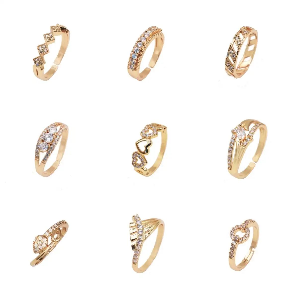 Solo 5 USD a USA in ottone moissanite anelli gioielli da donna in oro placcato anello di diamanti da sposa anelli in pietra di Zirconia cubica per ragazze
