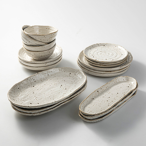 Jiujiuju Céramique Nouveau Design Rétro Nordic Speckle Handmade Grès Porcelana Gris Porcelaine <span class=keywords><strong>Plateau</strong></span> Assiettes Creuses Assiette à Soupe - Product Image 6