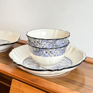 Service de table en céramique à motifs floraux, compatible micro-ondes, <span class=keywords><strong>vaisselle</strong></span> vintage en <span class=keywords><strong>porcelaine</strong></span> <span class=keywords><strong>française</strong></span>, idéal pour un cadeau de pendaison de crémaillère - Product Image 4