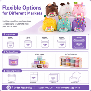 Slime au beurre 200 ml, thème dessert, OEM ODM, étiquette privée personnalisée, 6 styles en stock, jouet pour enfants, cadeau, EN71 ASTM CPSIA, vente en gros - Product Image 3