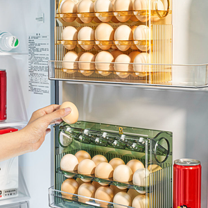 Soporte para huevos de 3 capas de gran capacidad para nevera, organizador de huevos abatible automático con función de sincronización, caja contenedora de almacenamiento de plástico de inyección - Product Image 4