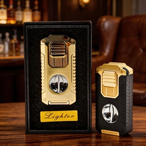 Multifunctional Cigar Lighter H-110 Windproof Direct Flow Adjustable Flame With <b>V</b> Cutter Alloy <b>Bar</b> Shape - Product Image 1