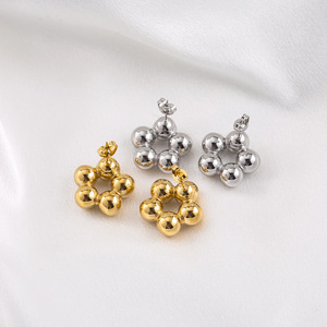 <b>Stud</b> Earrings Geometric Floral Pattern Gold Silver <b>Titanium</b> Steel For Men And Women Fashion Jewelry - Product Image 4