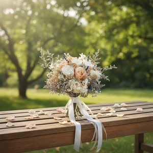 Ramo de Rosas de Color Suave y Duradero, Ramo de Flores Redondo para Boda - Product Image 6