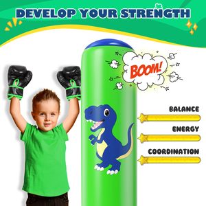 Saco de Boxeo Inflable de Dinosaurio Premium para Niños, 48 Pulgadas, Set de Entrenamiento de Boxeo Estable para Edades de 3 a 6 Años, Juguete de Karate y Taekwondo, Regalo - Product Image 2
