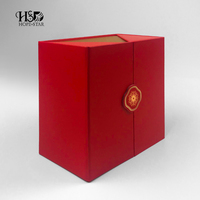 Boîte cadeau rigide rouge de qualité supérieure avec double ouverture, style armoire élégante, emballage de luxe pour parfums et cosmétiques, logo personnalisé