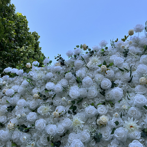 Vendita Calda: Sfondo Floreale per Matrimoni 8ft/10ft, Decorazione con <span class=keywords><strong>Fiori</strong></span> Artificiali Rosa, Fondale Artificiale per Hotel, Parete di <span class=keywords><strong>Fiori</strong></span> 5D - Product Image 5