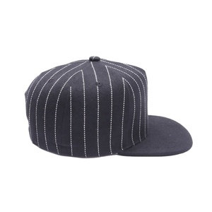 Custom Design Woolen Brim 2 Tone 5 Panel Acrylic Pinstripe Snapback Hat High Quality Adjustable Snapback <b>Cap</b> - Product Image 6