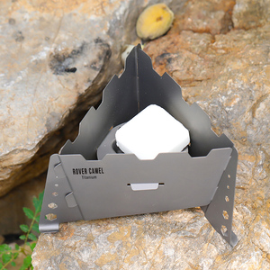Juego de Estufa de Alcohol Sólido Portátil Ligera de Titanio para Acampar al Aire Libre, <span class=keywords><strong>Senderismo</strong></span>, con Protector Contra el Viento, Soporte para Cocina y Olla - Product Image 6