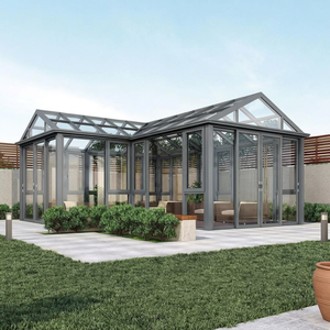 Véranda moderne préfabriquée en aluminium et verre, 4 saisons, modulaire et portable, avec pare-soleil, pour bain de soleil - Product Image 1
