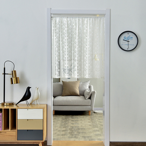 Pompom Tirai Putih Tipis untuk Ruang Tamu Linen Jendela Bertekstur Tirai Pintu Renda untuk Dapur - Product Image 3