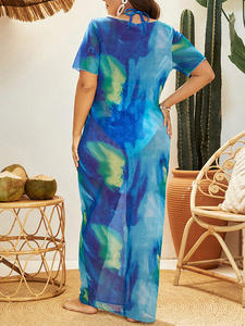 ชุดบิกินี่ 2 ชิ้นสำหรับผู้หญิงไซส์พลัส พร้อมเสื้อคลุม ผลิตจากวัสดุสแปนเด็กซ์/โพลีเอสเตอร์ - Product Image 2