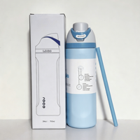 Bouteille d'eau isotherme anti-fuite Owala 24oz 32oz avec couvercle à bouton-poussoir, double mode de consommation, gourde de sport pour la salle de sport