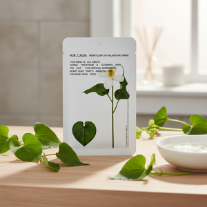 Masque facial coréen Hue_Calm Heartleaf Kbeauty pour femmes, soin anti-rides, fabriqué en Corée, parfum inclus, taille échantillon, toutes tailles - Product Image 3
