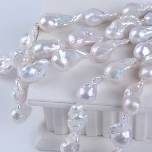 Perles d'eau douce baroques en forme de queue de poisson, 18 cm, 16-18 mm, blanches naturelles, lâches, perles de bus, forte luminosité, forme irrégulière, vente en gros - Product Image 3