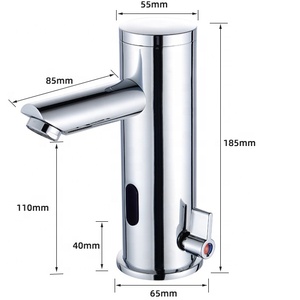 Lavabo de baño de montaje en cubierta de latón cromado, mezcladores automáticos de agua fría y caliente, grifo con sensor con regulación de temperatura - Product Image 6