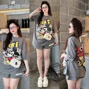 Abito Casual <span class=keywords><strong>donna</strong></span> primavera ed estate stile coreano ampia tuta sportiva a maniche corte Set due pezzi t-shirt Shorts - Product Image 4