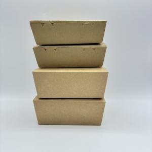Contenedor Rectangular Desechable de Papel Kraft para Alimentos, Envase de Grado Alimenticio para Ensaladas, Práctico y Conveniente - Product Image 1