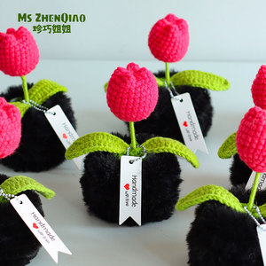 <span class=keywords><strong>Tulipano</strong></span> <span class=keywords><strong>Nero</strong></span> all'Uncinetto in Cotone Fatto a Mano - Nuovo Bouquet di Fiori Eterni Lavorato a Maglia 2026 - Regalo Creativo Personalizzato per la Casa - Product Image 2