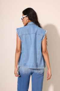 เสื้อกั๊กยีนส์แขนกุดน้ำหนักเบา เหมาะสำหรับการแต่งตัวหลากหลายสไตล์ - Product Image 5