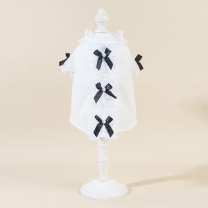 नई शैली छोटी आंटी विंड शर्ट + धनुष सेट पालतू बिल्ली कुत्ते खरगोश कपड़े फीता शर्ट शर्ट - Product Image 4