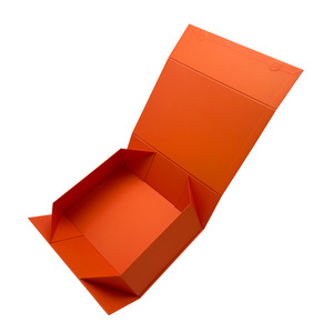 Caja Magnética Plegable de Una Página de Alta Calidad en Color Naranja para Productos Electrónicos de Consumo, con Laminación Brillante, Impresión en Relieve y Fácil Manejo - Product Image 1