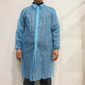 Visitor Coat PP Lab Coat 25g Blue Lab Coat With Button No Pocket XL 2 Piece Sell