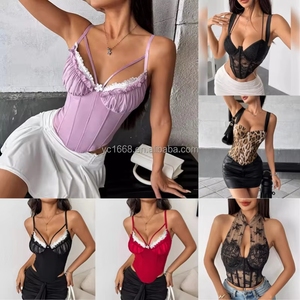 Corsetto da Donna di Alta Qualità <span class=keywords><strong>con</strong></span> Lacci Floreali, Bordi Arricciati e Fascia Stringivita, Canotta - Product Image 4