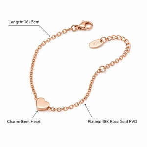 Bracciale JinSpark 'Petite Pulse' con ciondolo a cuore in acciaio inossidabile 316L placcato oro 18K PVD, gioiello minimalista curativo da donna - Product Image 3