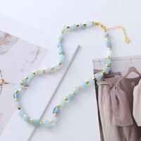 Collar de Moda para Mujer con Cuentas de Piedras Naturales Irregulares, Joyería de Acero Inoxidable Resistente al Agua