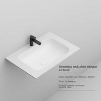 BOWEIYA Lavabo mural moderne à cuve unique en dalle de roche, rectangulaire, capacité 9L, pour salle de bain, hôtel, villa, couleur personnalisable