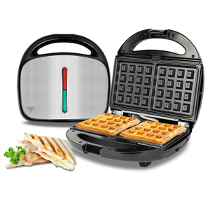 شواء من الفولاذ المقاوم للصدأ 7 3 في 1 قابل للفصل <span class=keywords><strong>2</strong></span> شريحة محمصة فطور وافل - Product Image 4