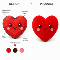 Coussin en peluche Cœur Rouge Romantique avec Joues Rosées et Sourire – Oreiller d'Amour pour Anniversaire, Cadeau pour Couple et Soirée Romantique
