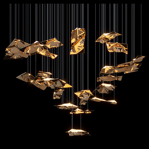Lustre LED suspendu AMJ, design à paillettes de verre carrées, température de couleur multiple, tension universelle, durée de vie de <span class=keywords><strong>50</strong></span> 000 heures, hôtel, hall, villa - Product Image 1